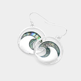Abalone Wave Circle Dangle Earrings