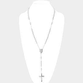 Stainless Steel Beaded Rosary Necklace