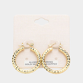 Gold Dipped Textured Aluminum Pin Catch Hoop Earrings