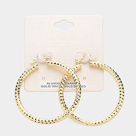 Gold Dipped Textured Aluminum Pin Catch Hoop Earrings