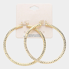 Gold Dipped Textured Aluminum Pin Catch Hoop Earrings