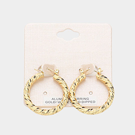 Gold Dipped Textured Aluminum Pin Catch Hoop Earrings