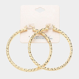 Gold Dipped Textured Aluminum Pin Catch Hoop Earrings