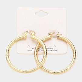 Gold Dipped Textured Aluminum Pin Catch Hoop Earrings