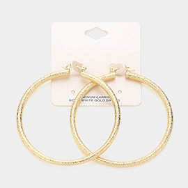 Gold Dipped Textured Aluminum Pin Catch Hoop Earrings