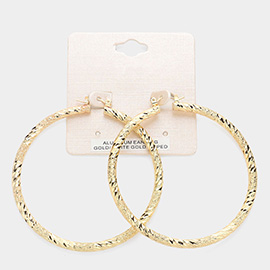 Gold Dipped Textured Aluminum Pin Catch Hoop Earrings