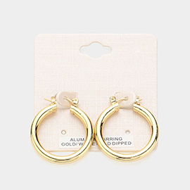 Gold Dipped Aluminum Pin Catch Hoop Earrings