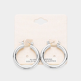 White Gold Dipped Aluminum Pin Catch Hoop Earrings