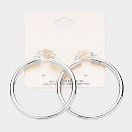 White Gold Dipped Aluminum Pin Catch Hoop Earrings