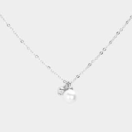 Pearl Metal Ball Pendant Necklace