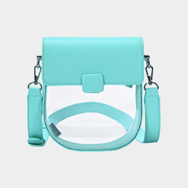 Faux Leather Transparent Crossbody Bag