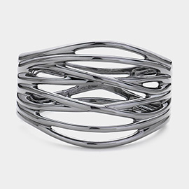 Abstract Metal Hinged Bangle Bracelet