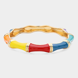 Enamel Bamboo Hinged Bangle Bracelet