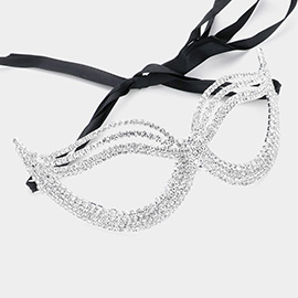 Rhinestone Pave Cat Eye Masquerade Mask