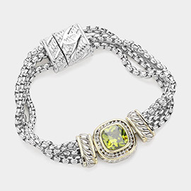 Square CZ Stone Magnetic Bracelet