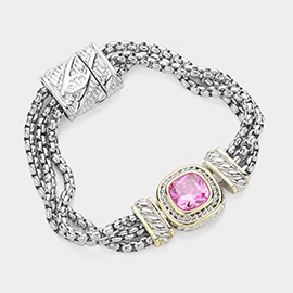 Square CZ Stone Magnetic Bracelet