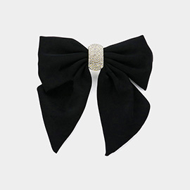 Rhinestone Paved Pointed Bow Barrette