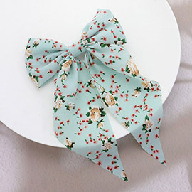 Floral Print Bow Barrette