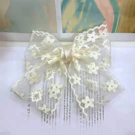 Flower Lace Bow Barrette