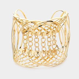Metal Chain Pointed Wire Cuff Bracelet