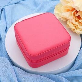 Faux Leather Portable Square Jewelry Box
