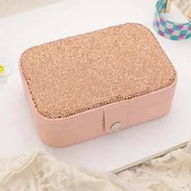 Bling Studded Faux Leather Portable Jewelry Box