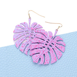 Splash Dotted Tropical Leaf Dangle Earrings