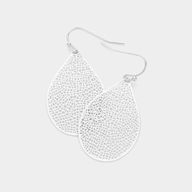 Brass Metal Filigree Teardrop Dangle Earrings