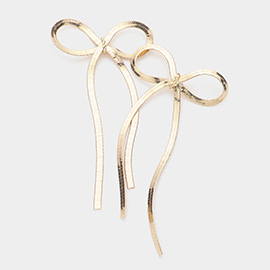 Brass Metal Snake Chain Bow Earrings