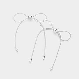 Metal Ball Pointed Chain Bow Earrings