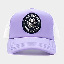 Less People More Dogs Message Mesh Back Baseball Cap