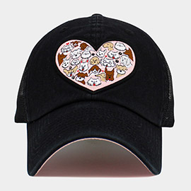 Floral Pattern Heart Patch Pointed Baseball Cap