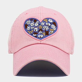 Floral Pattern Heart Patch Pointed Baseball Cap