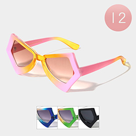 12PCS - Gradient Lens Geometric Frame Wayfarer Sunglasses
