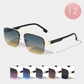 12PCS - Gradation Tinted Lens Square Sunglasses