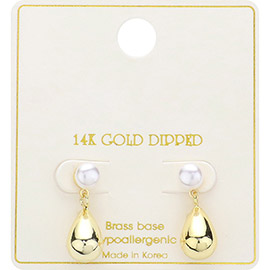 14K Gold Dipped Pear Pointed Teardrop Dangle Earrings