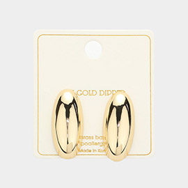 14K Gold Dipped Oval Mirror Done Earrings