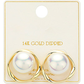 14K Gold Dipped Globe Pearl Earrings