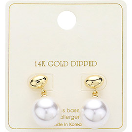 14K Gold Dipped Mini Bean Pearl Drop Earrings
