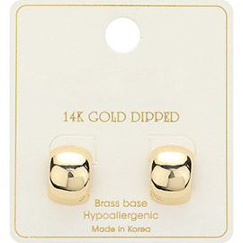 14K Gold Dipped Round Square Stud Earrings