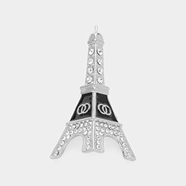 Stone Paved Eiffel Tower Pointed Pin Brooch