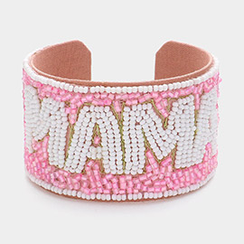 MAMA Message Seed Beaded Cuff Bracelet