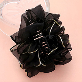 Rhinestone Paved Rim Edge Bow Hair Claw Pin