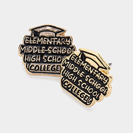 Enamel High School College Stud Earrings