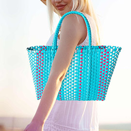 Basket Weave Tote Bag / Shoulder Bag