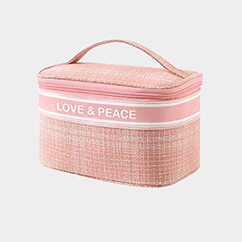 LOVE & PEACE Message Tweed Cosmetic Pouch Bag