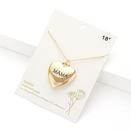 MAMA Message Metal Heart Pendant Necklace