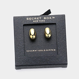 SECRET BOX_14K Gold Dipped Metal Bean Stud Earrings