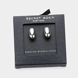 SECRET BOX_Sterling Silver Dipped Metal Bean Stud Earrings