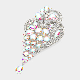 Teardrop Glass Stone Cluster Embellished Abstract Pin Brooch